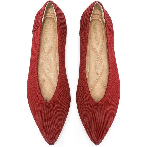 Shoes - Women's Red Casual Dressy Ballet Pointed Toe Leopard Flats Mesh Office Shoes